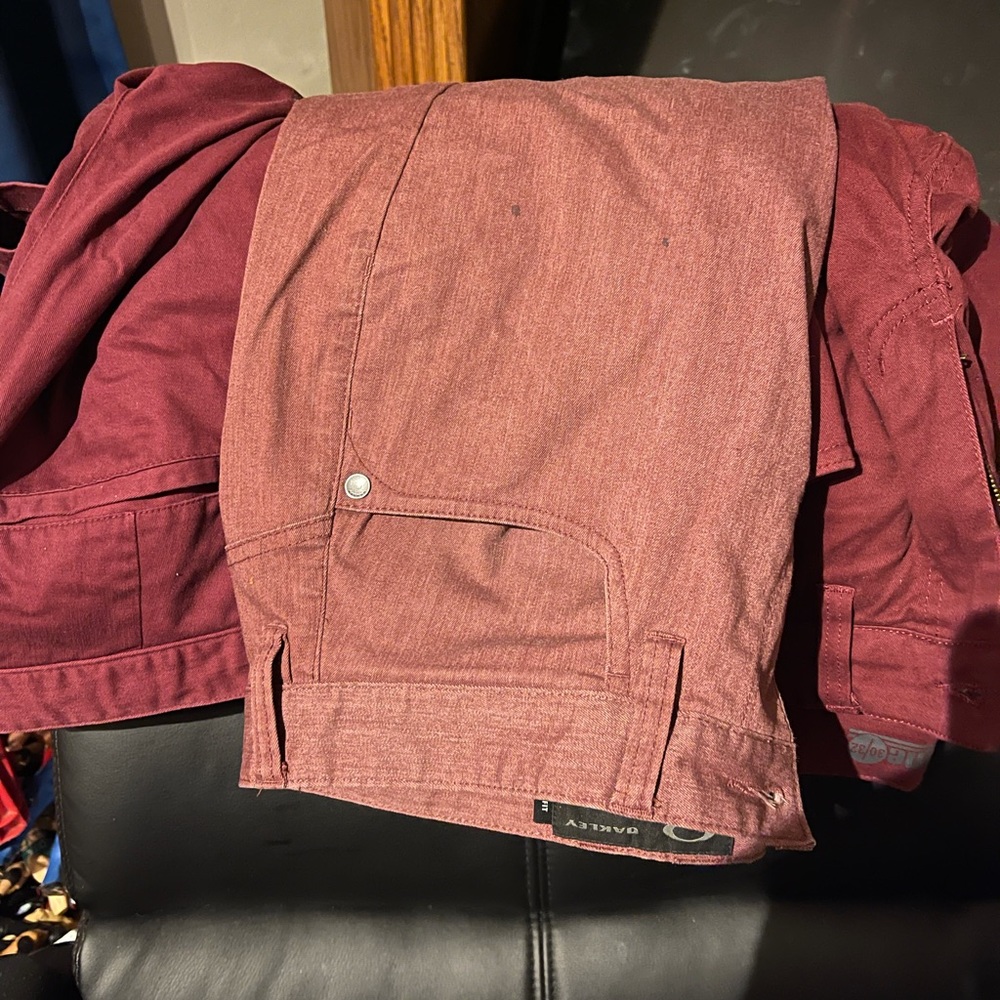 3 pair of maroon ish colored pants. 32-32 30-32